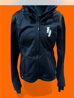 Harley-Davidson Black Hooded Zip-Up Utility Jacket